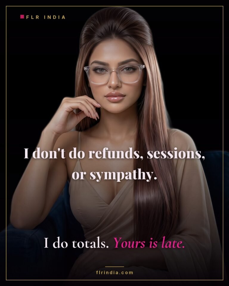 Findom caption — Goddess offers no refunds and no sympathy, only totals.