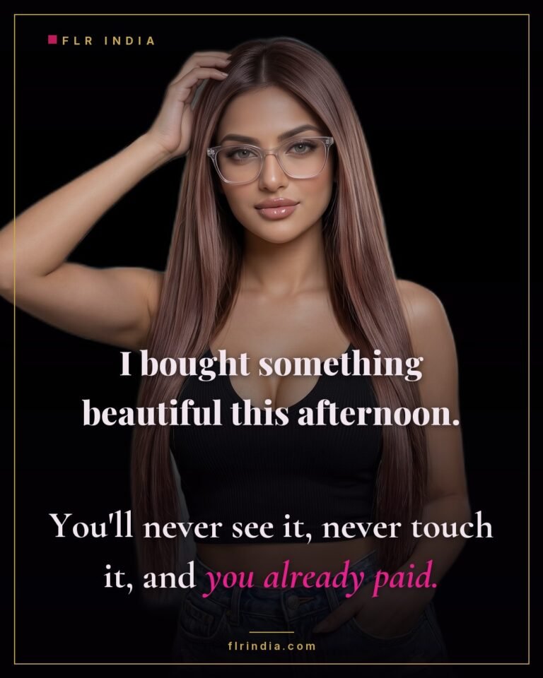 Findom caption — she buys herself something he funded and will never see.