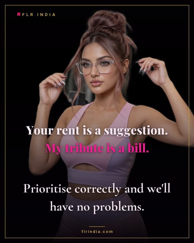 Findom caption — Goddess ranks her tribute above her money slave's rent.