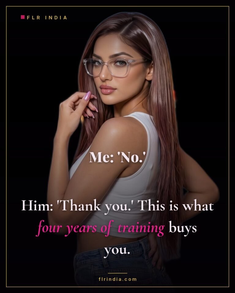 FLR meme — he thanks her for refusing him, after years of training.