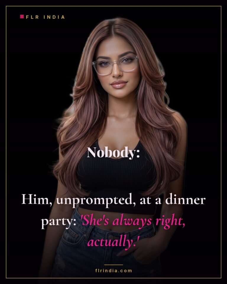 FLR meme — her husband volunteers that she is always right, in company.