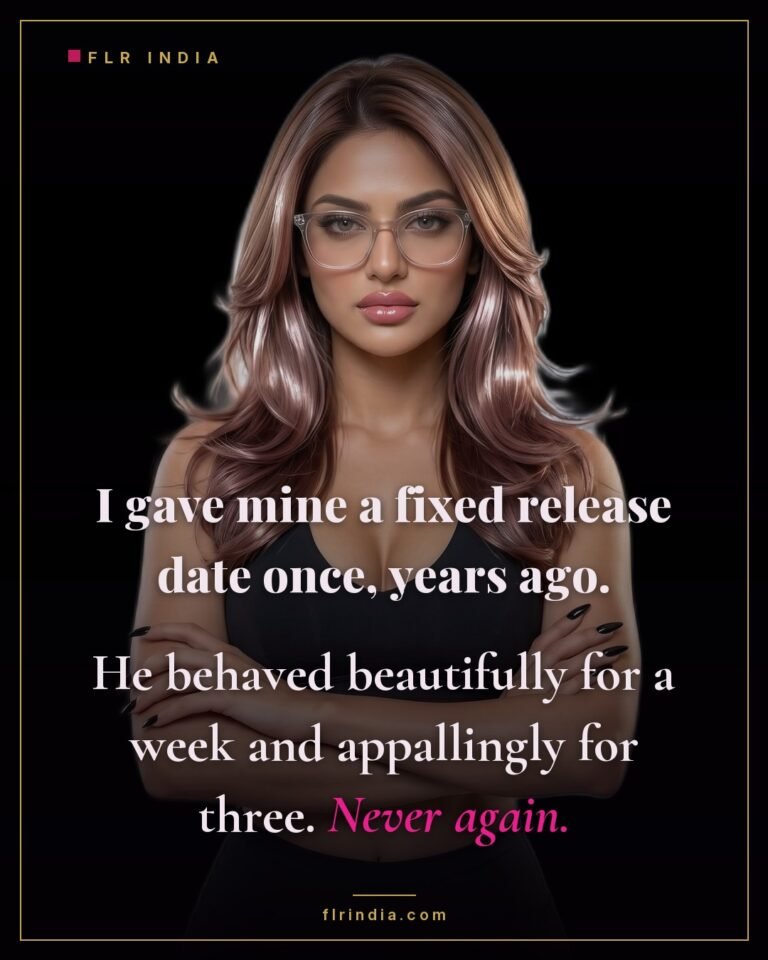 FLR tips caption — a fixed release date ruined her husband's behaviour for weeks.