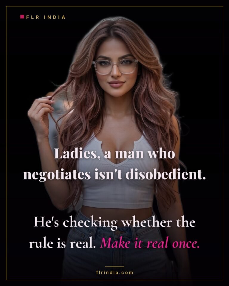 FLR tips caption — negotiation is a husband testing whether a rule is genuine.