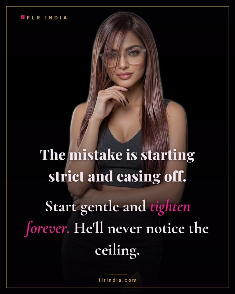FLR tips caption — escalate gradually instead of starting strict and softening.