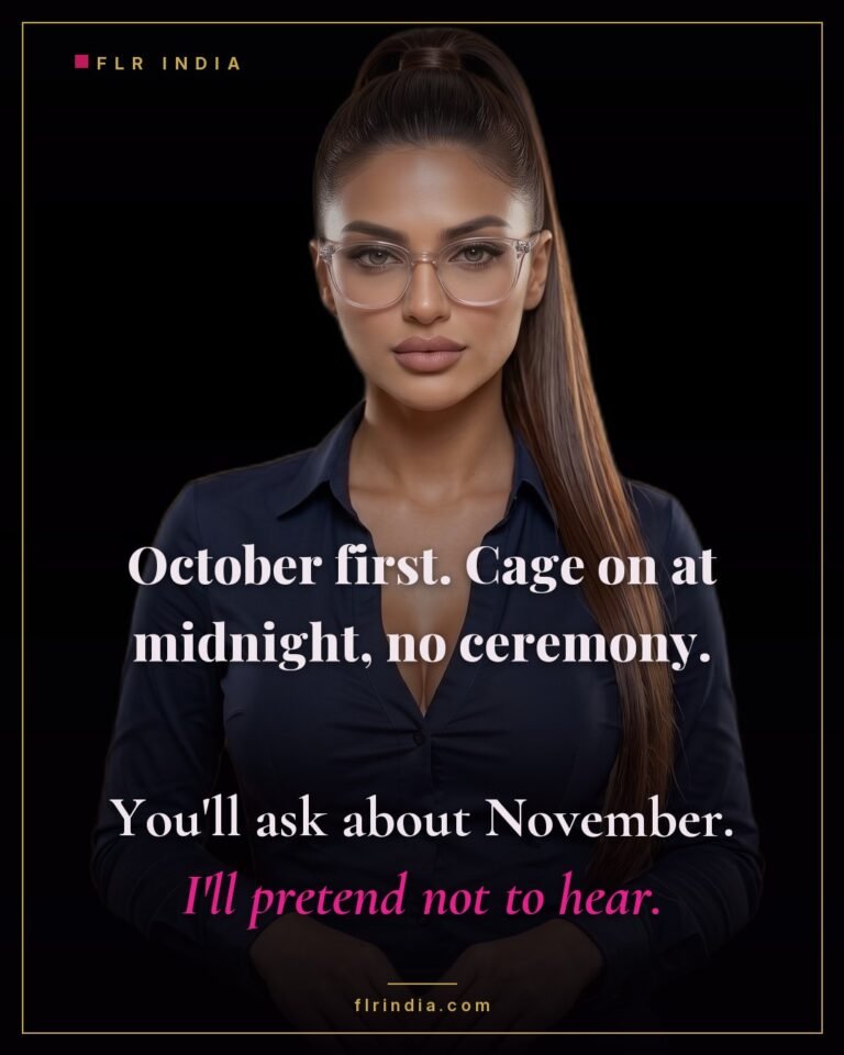 Locktober caption — the chastity cage goes on at midnight on October first.