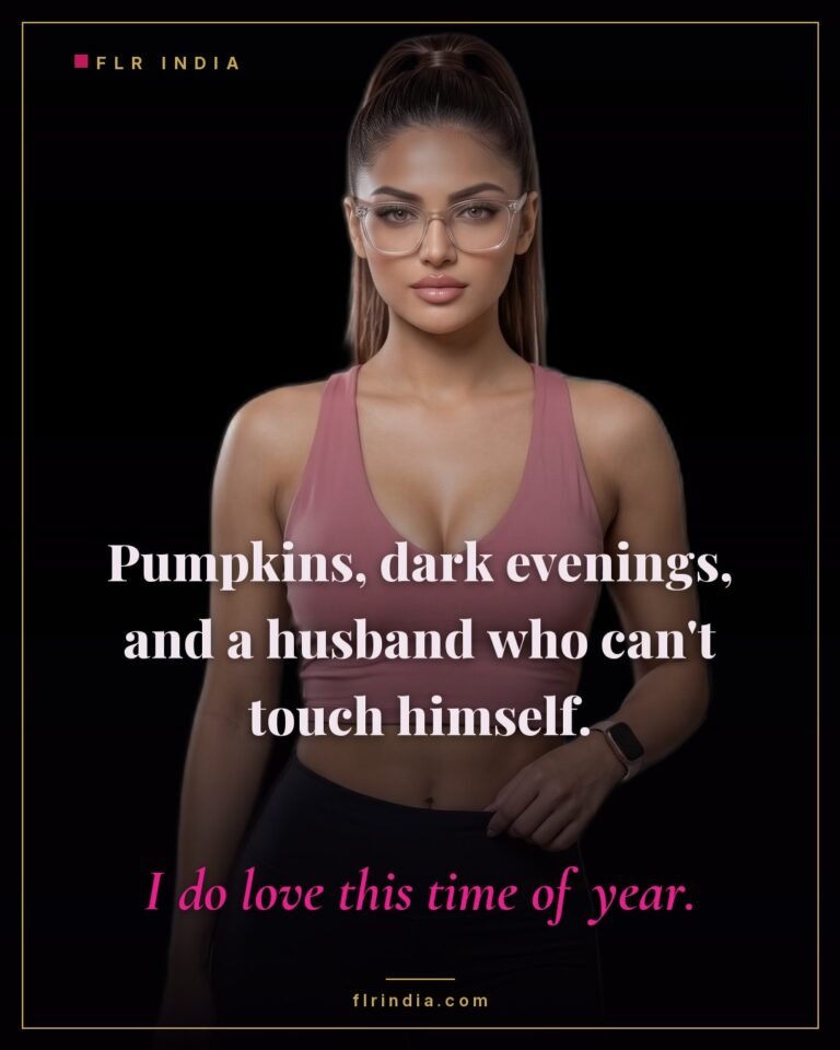 Locktober caption — autumn evenings and a husband locked in chastity.