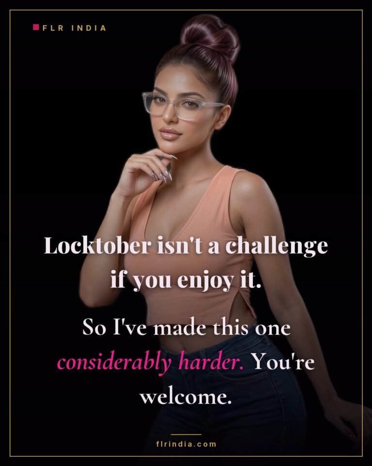 Locktober caption — she makes the month harder because he enjoys it too much.