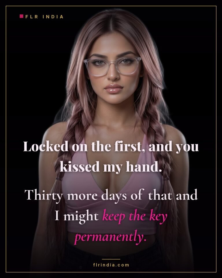 Locktober caption — he kisses her hand as she locks him for October.
