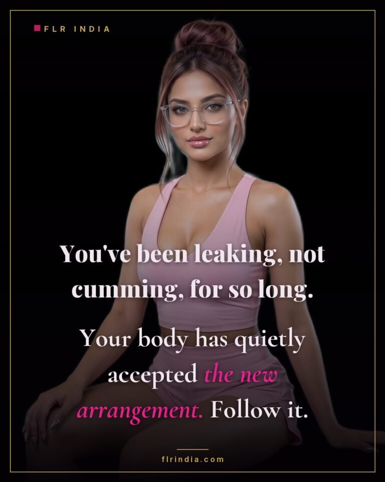 Orgasm denial caption — his body has adapted to leaking instead of orgasm.
