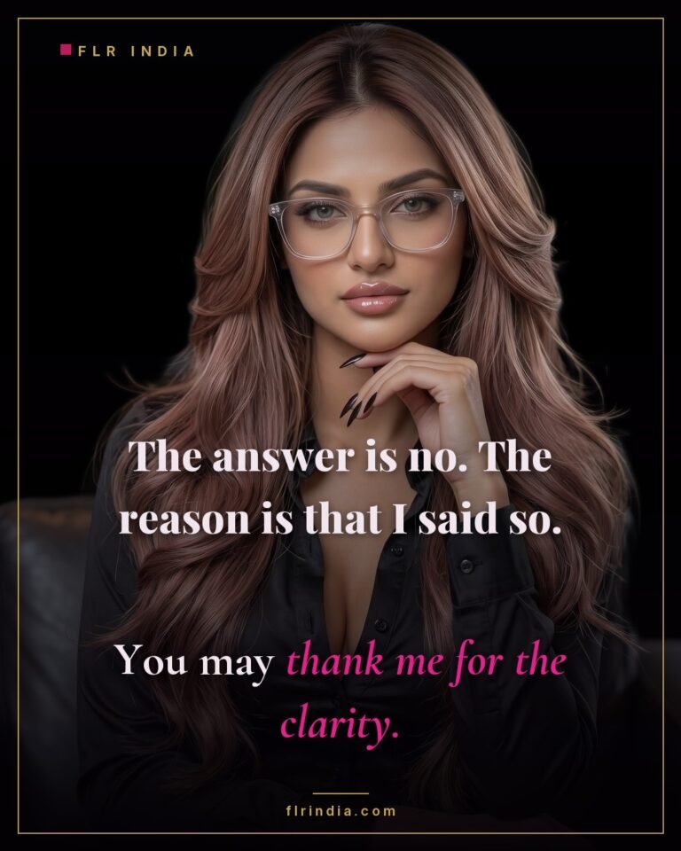 Orgasm denial caption — the refusal needs no reason beyond her decision.