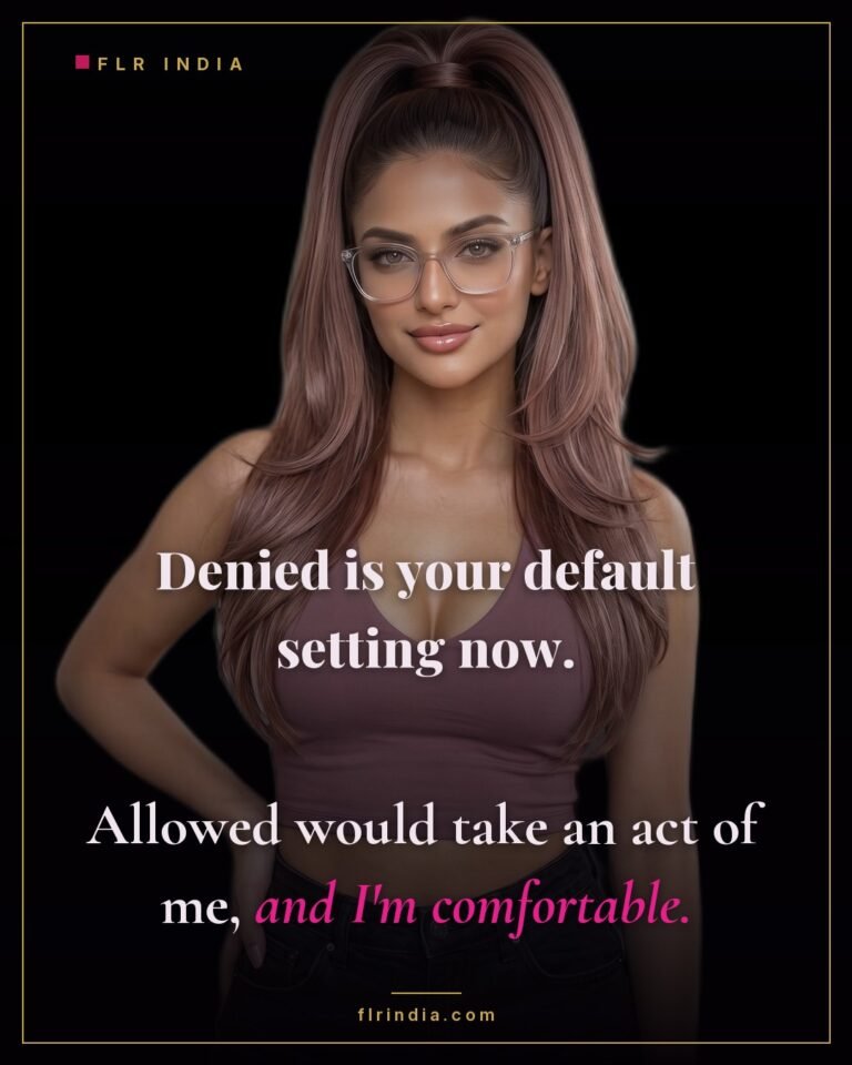 Orgasm denial caption — denial is the default and permission would take real effort from her.