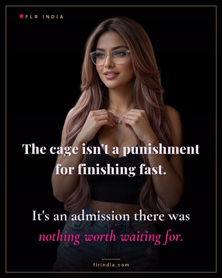 Premature ejaculation caption — the cage admits there was nothing to wait for.