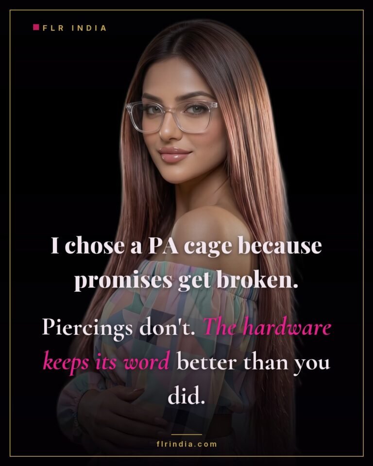 Prince Albert chastity caption — she trusts the piercing more than his promises.