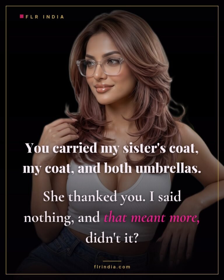 Secret sister caption — her silence means more to him than her sister's thanks.