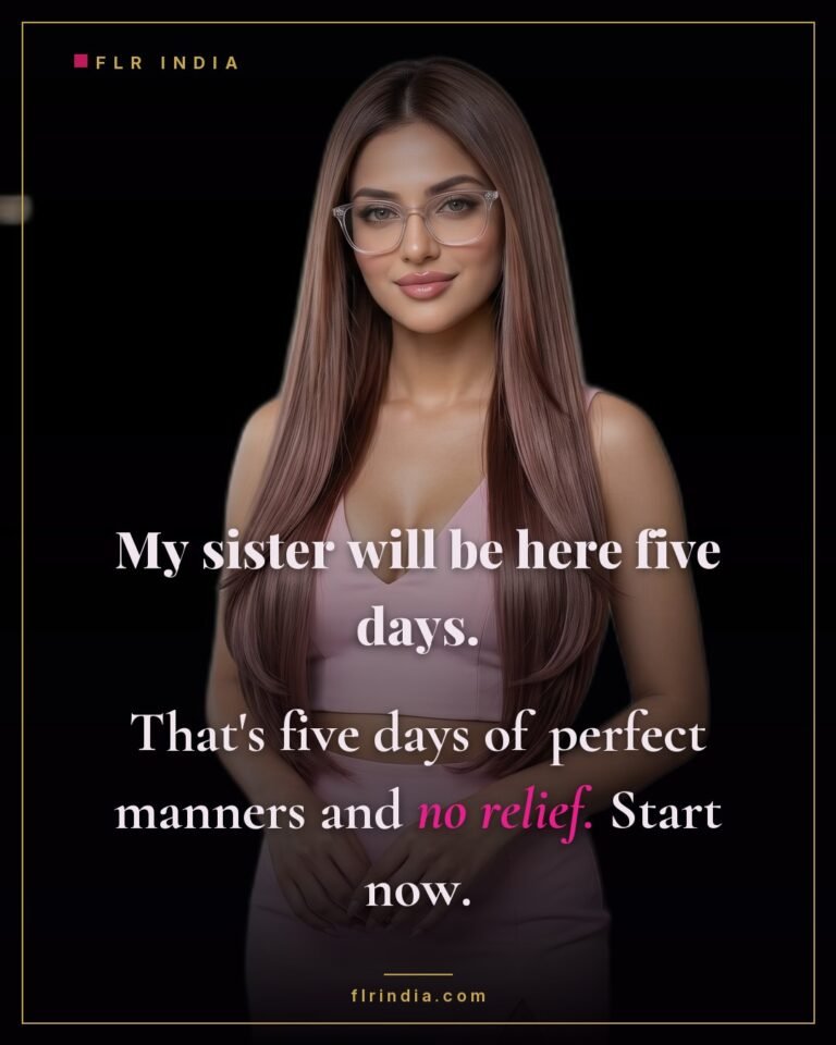 Secret sister caption — a five-day visit means five days locked and flawless.