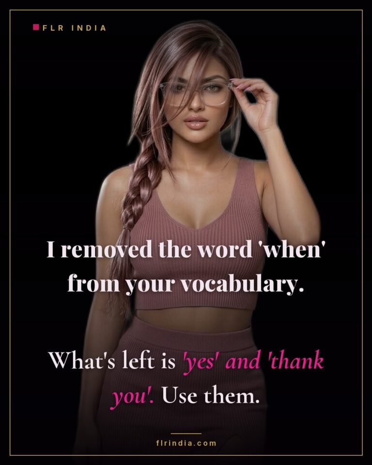 Strict FLR caption — he may no longer ask when, only say yes and thank you.