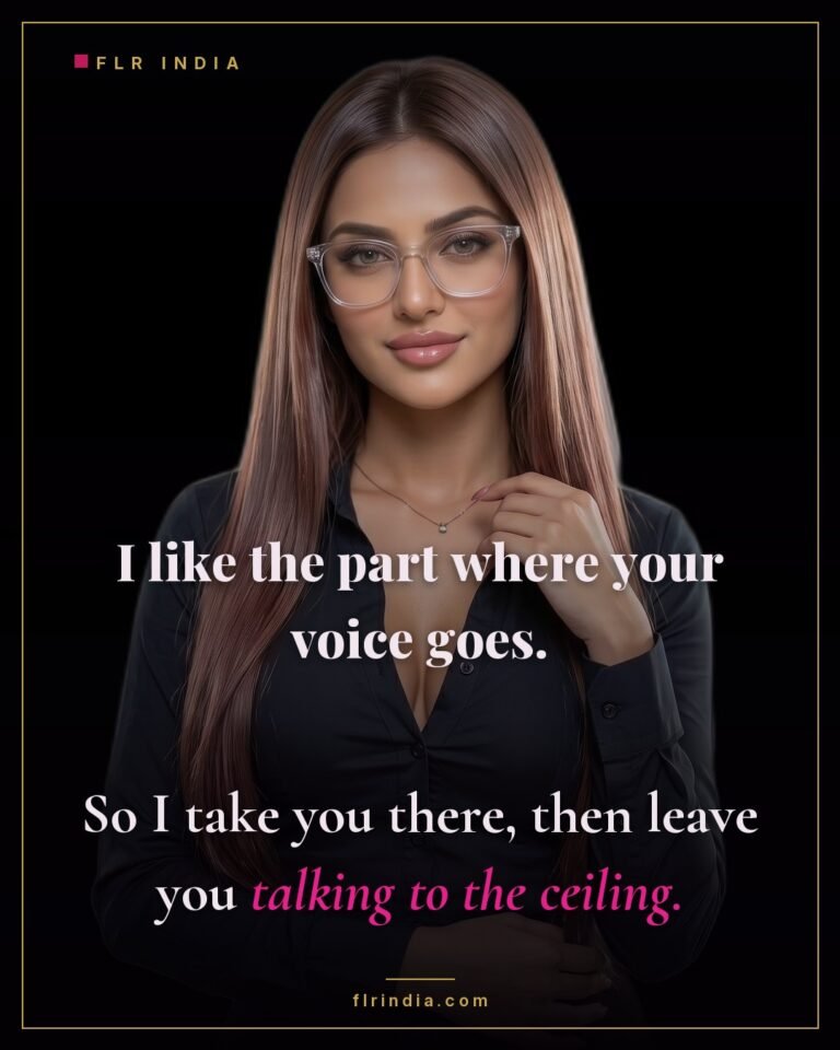 Tease and denial caption — she edges him until his voice breaks, then leaves.