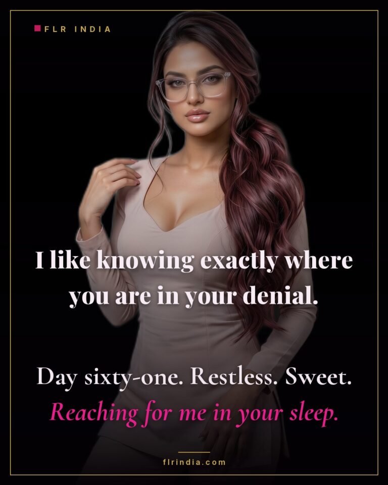 Intimate wife-voice caption — she tracks exactly where he is in his denial.