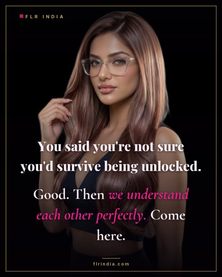 Intimate wife-voice caption — he fears being unlocked and she is glad of it.