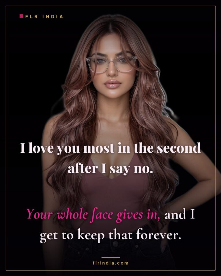Intimate wife-voice caption — she loves the moment his face accepts her refusal.