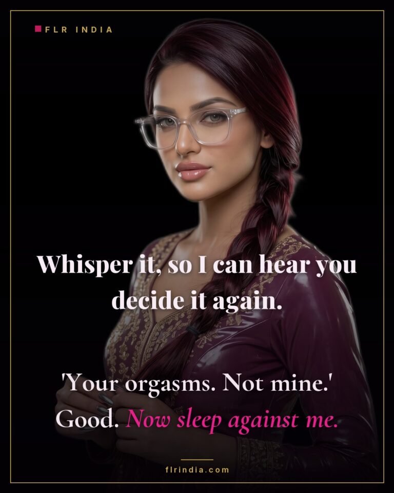Intimate wife-voice caption — he whispers the rule back to her before sleep.
