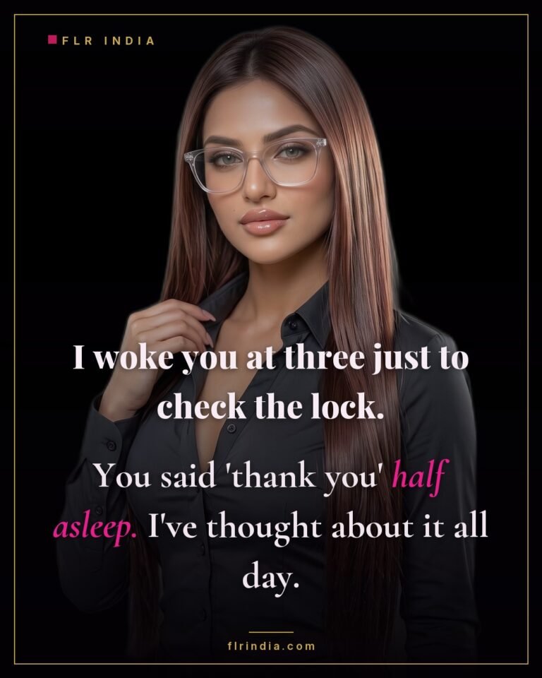 Intimate wife-voice caption — he thanks his keyholder wife for a three a.m. lock check.