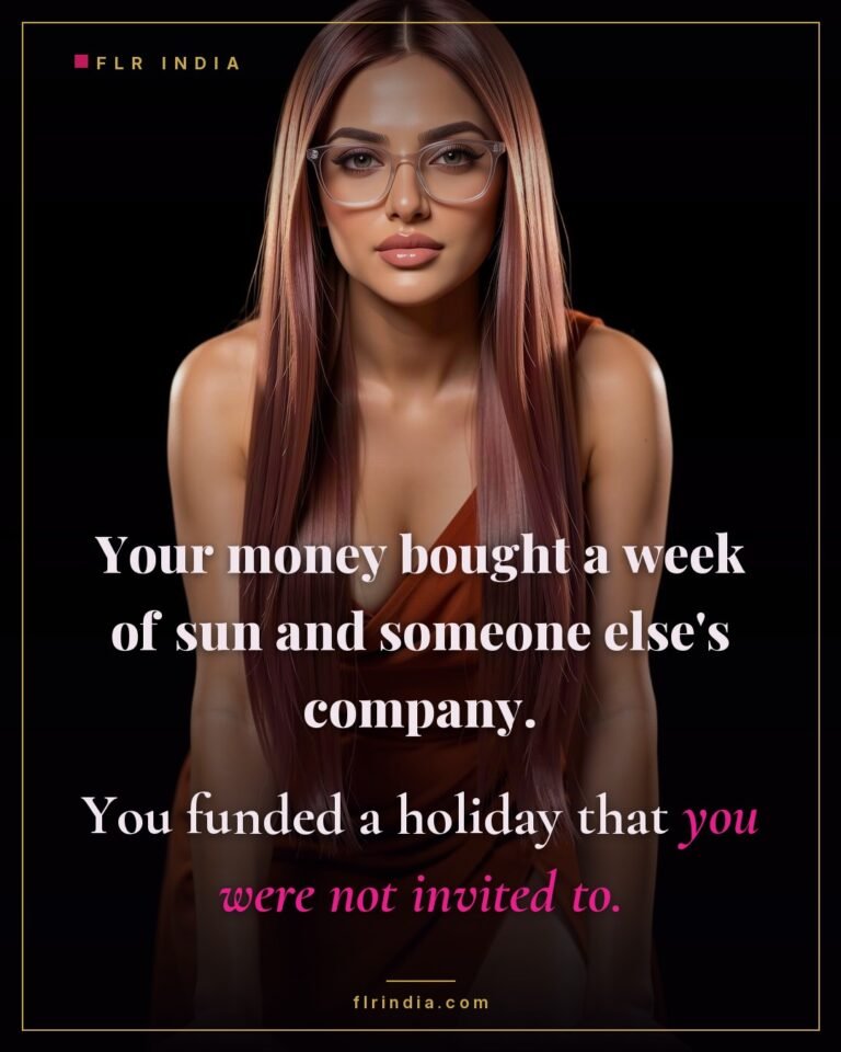 Findom caption: a paypig funds a holiday he will never attend.