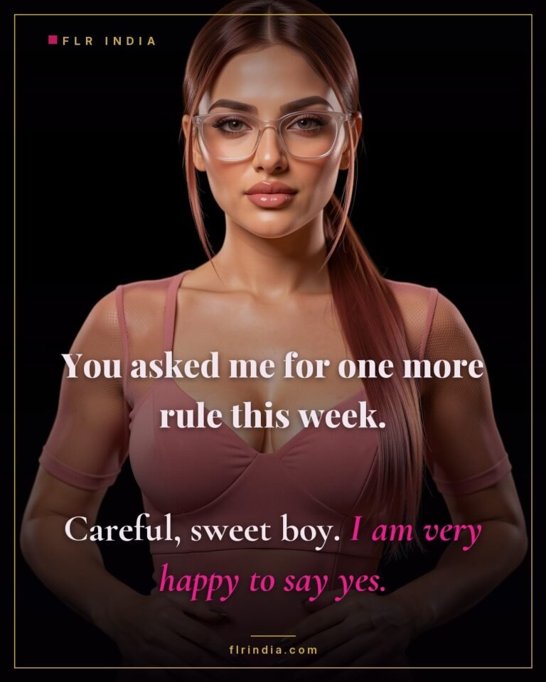 Good boy caption: a submissive husband asks his wife for another rule.