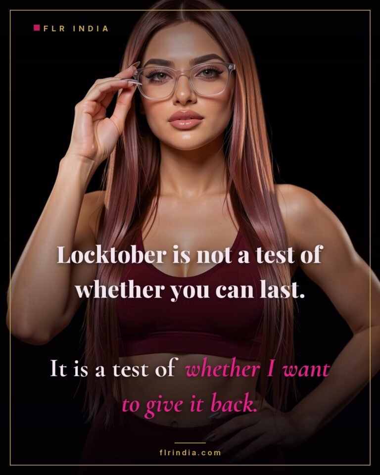 Locktober caption: the month tests her decision, not his endurance.