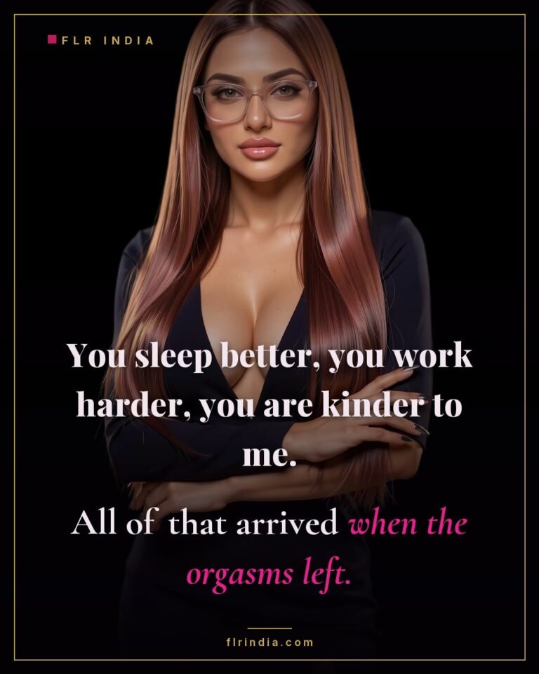 Orgasm denial caption: denial is framed as the reason for a man's improvement.