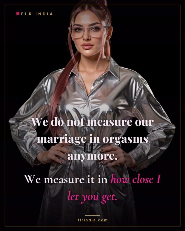 Tease and denial caption: a marriage measured by near misses instead of releases.