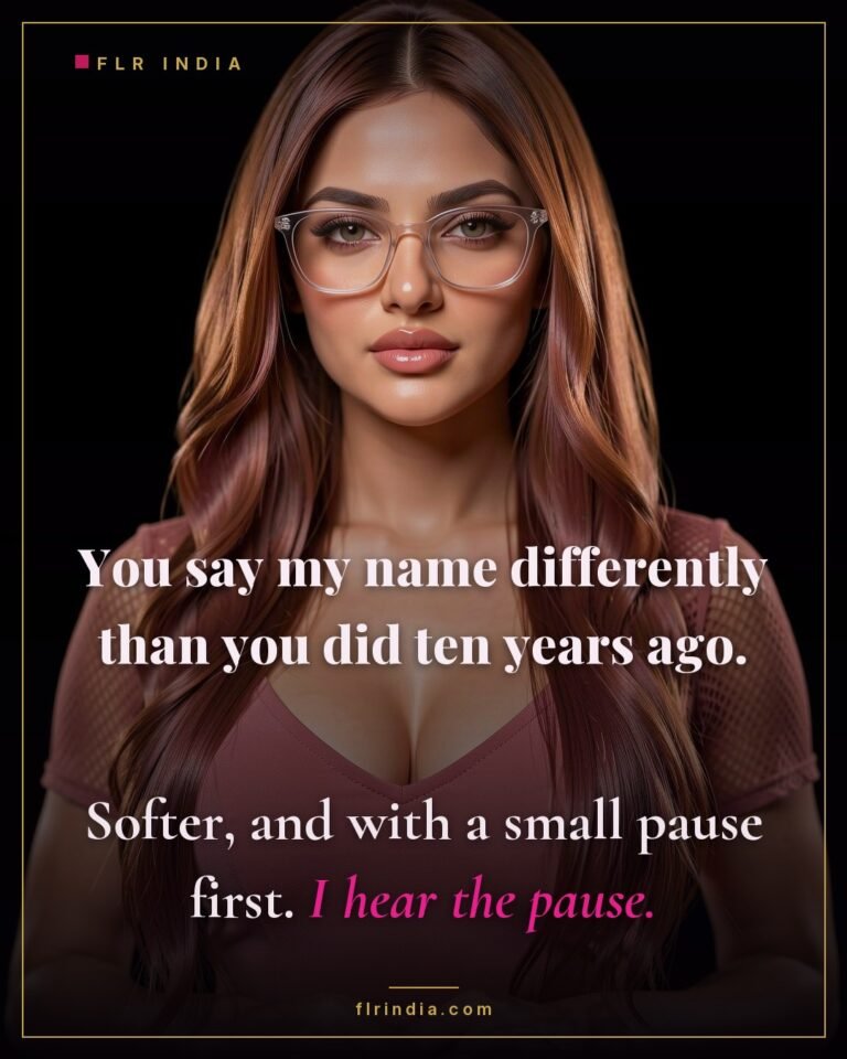 Intimate wife voice caption: a wife notices the reverence in how her husband says her name.